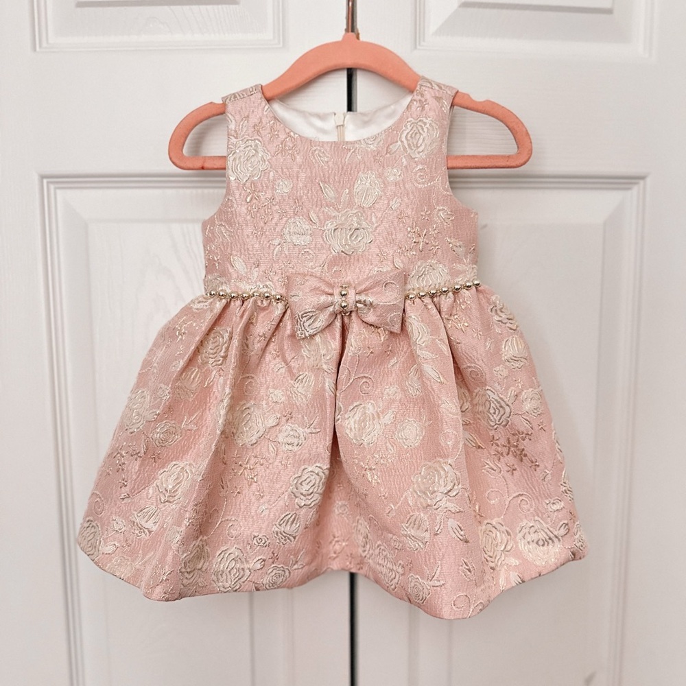 Gold and Pink Floral Kids Dress